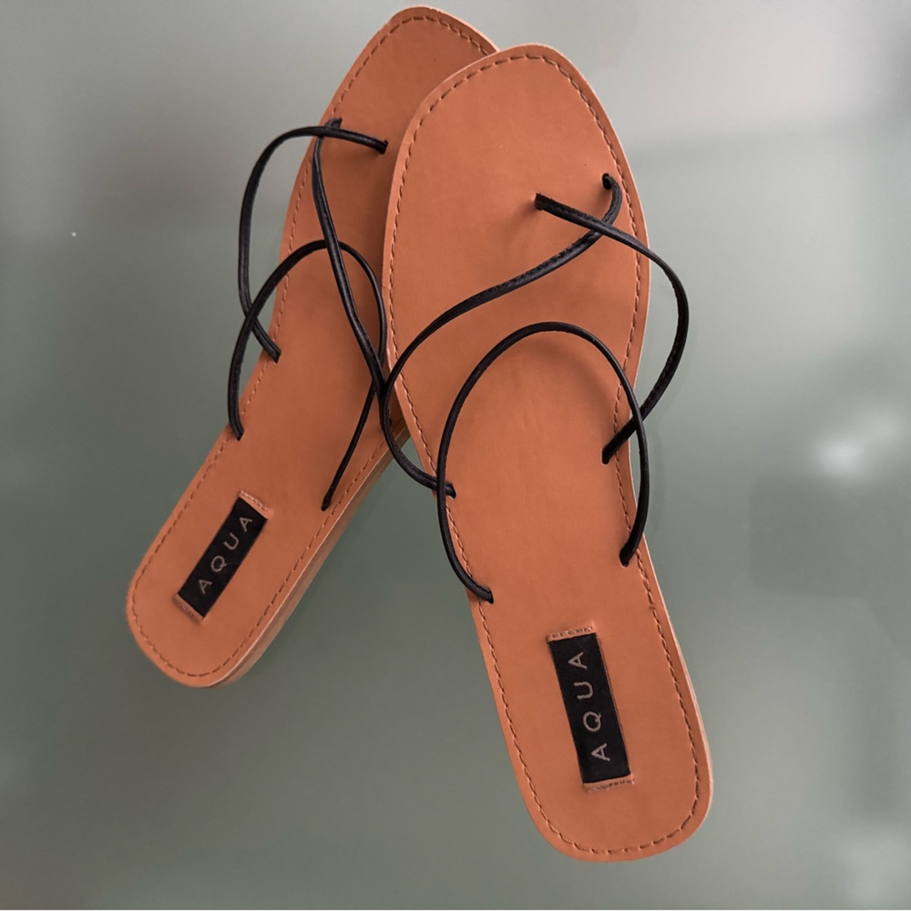 Aqua flat strap slides in size 10